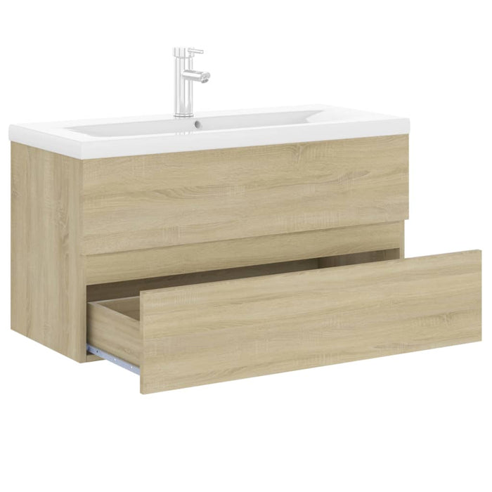 Mobile con Lavabo Integrat-Armadietto da Cucina-Lavandinoo Rovere Sonoma in Legno Multistrato 581630