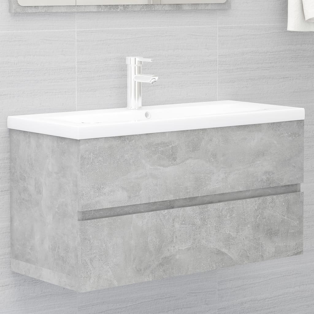 Mobile con Lavabo Integrato Grigio Cemento in Legno Multistrato 3071652