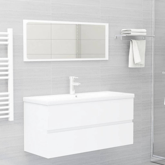 Mobile Bagno con Lavabo Integrato-Lavandino-Lavabo Bianco in Legno Multistrato 826591