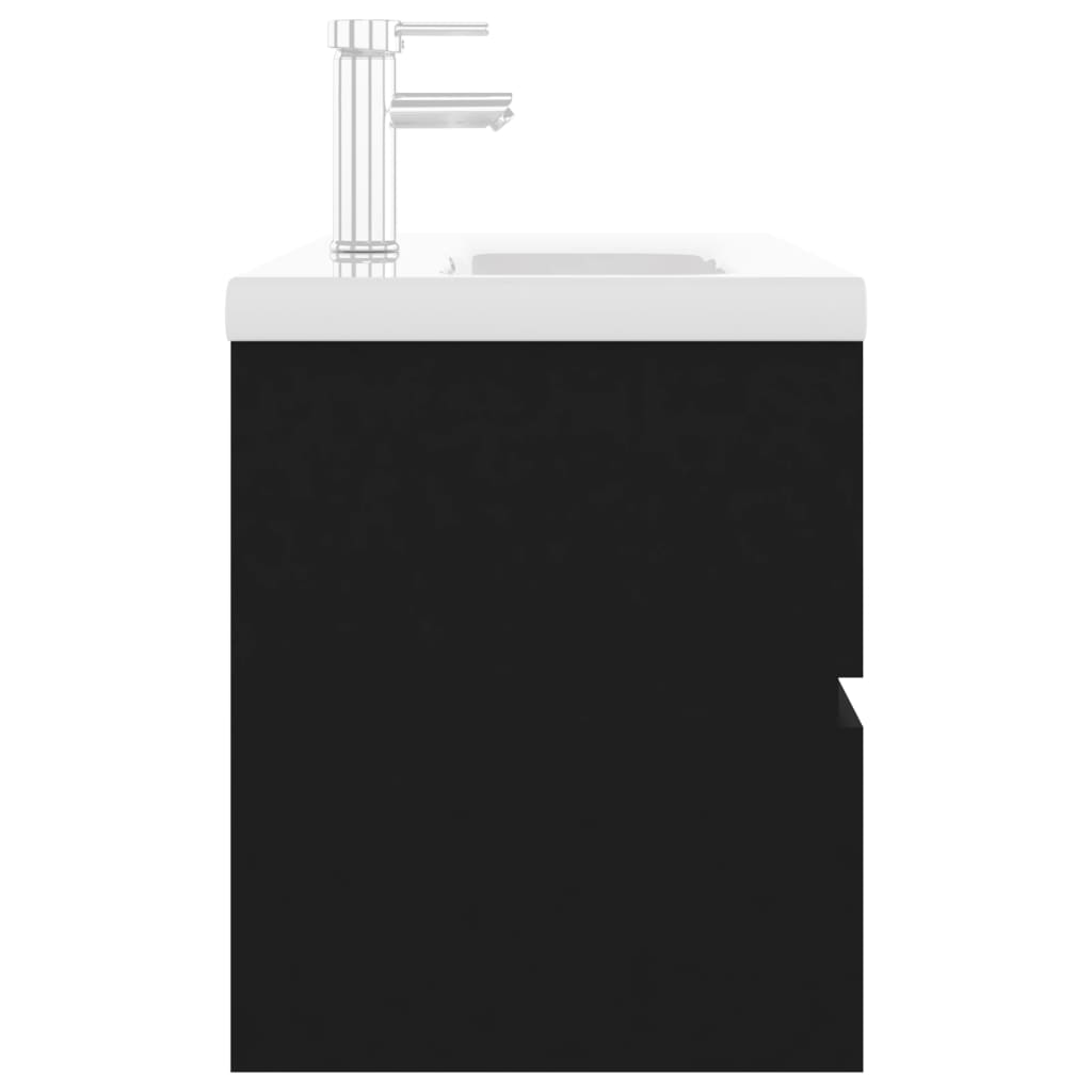 Mobile con Lavabo Integrat-Armadietto da Cucina-Lavandinoo Nero in Legno Multistrato 758363