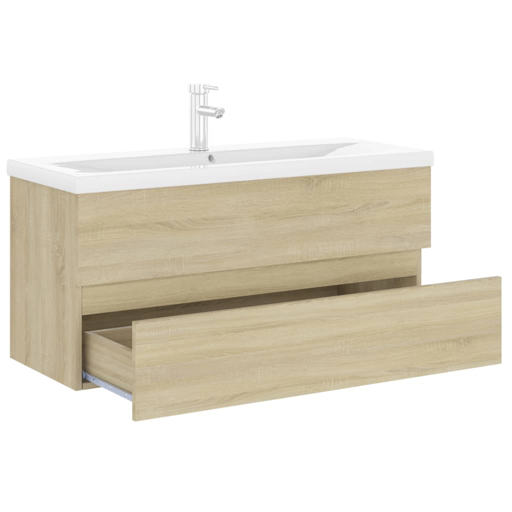 Mobile con Lavabo Integrat-Armadietto da Cucina-Lavandinoo Rovere Sonoma in Legno Multistrato 143771