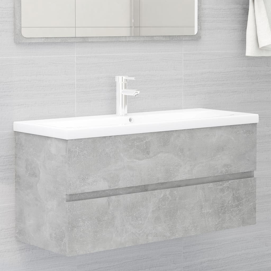 Mobile con Lavabo Integrato Grigio Cemento in Legno Multistrato 3071661