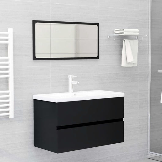 Set Mobili da Bagno Nero in Legno Multistrato 3071685