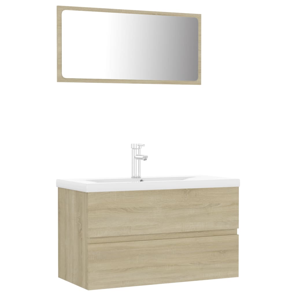 Set Mobili da Bagno Rovere Sonoma in Legno Multistrato 3071687