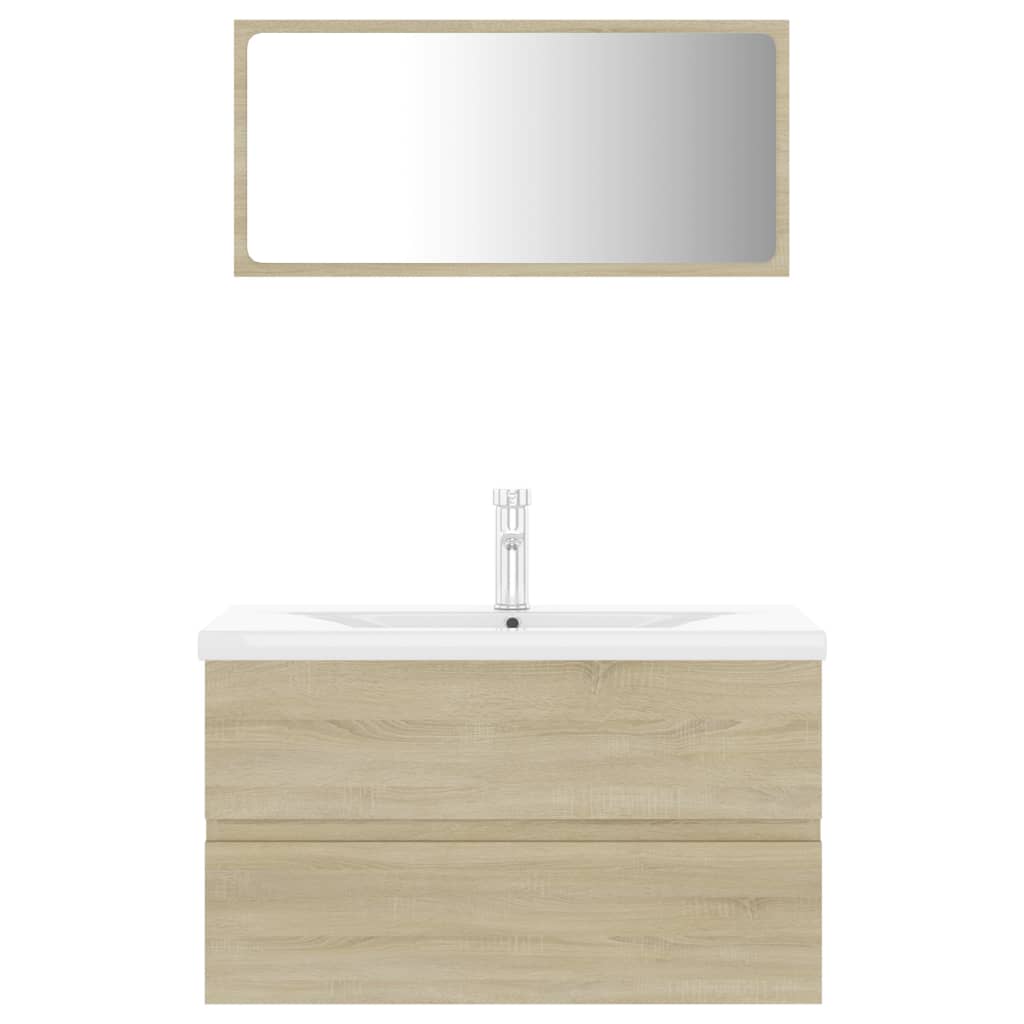 Set Mobili da Bagno Rovere Sonoma in Legno Multistrato 3071687