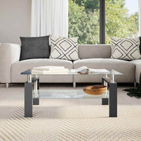 Tavolino Salotto Nero e Trasparente 95x55x40 cm Vetro Temperato cod mxl 29743