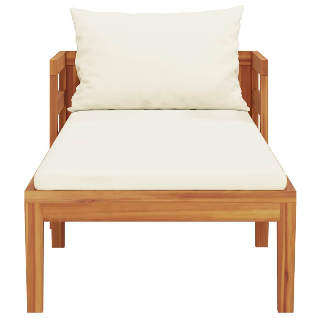 Lettino Prendisole con Cuscini Bianco Crema in Acacia Massello cod mxl 70747
