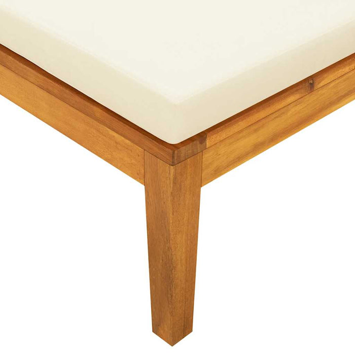 Lettino Prendisole con Cuscini Bianco Crema in Acacia Massello cod mxl 70747