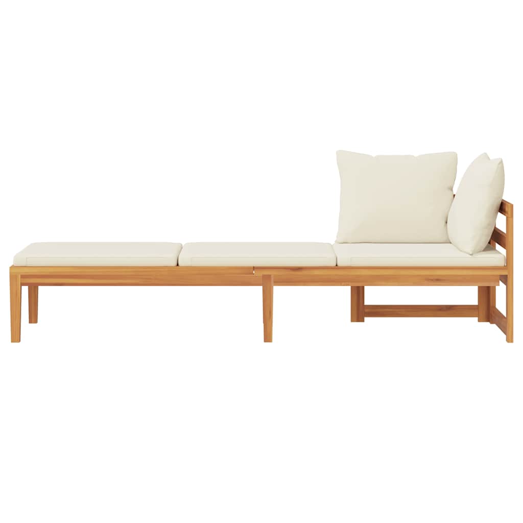 Lettino Prendisole con Bracciolo Bianco Crema Acacia Massello cod mxl 70753