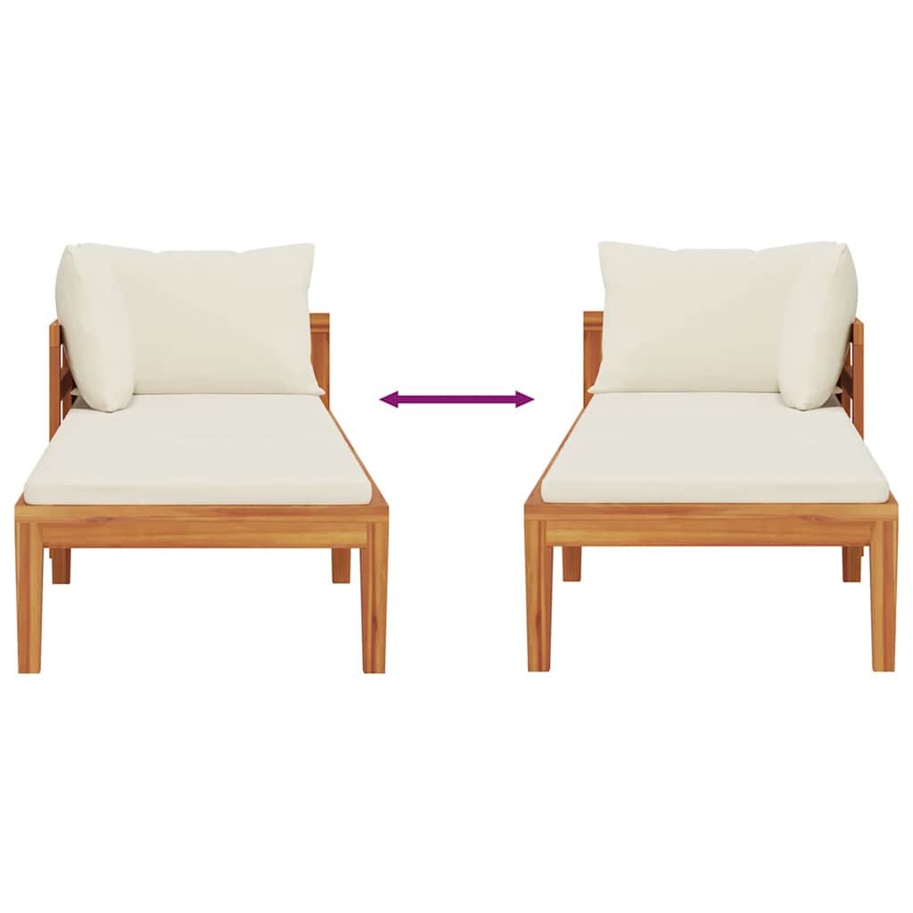 Lettino Prendisole con Bracciolo Bianco Crema Acacia Massello cod mxl 70753