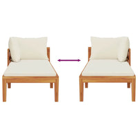 Lettino Prendisole con Bracciolo Bianco Crema Acacia Massello cod mxl 70753