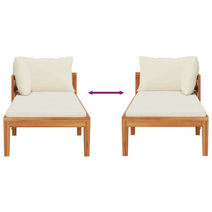 Lettino Prendisole con Bracciolo Bianco Crema Acacia Massello cod mxl 70753