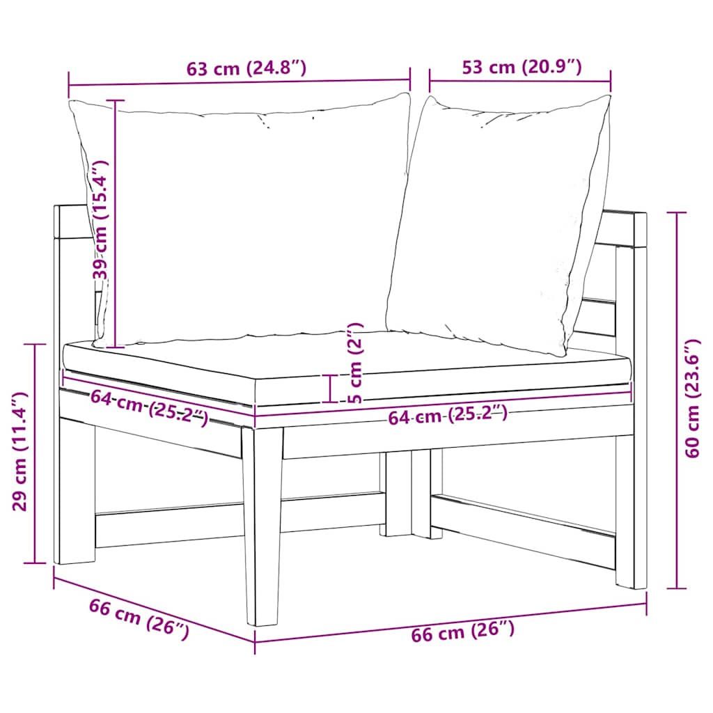 Divano Angolare con Cuscini Bianco Crema in Massello di Acacia 316315