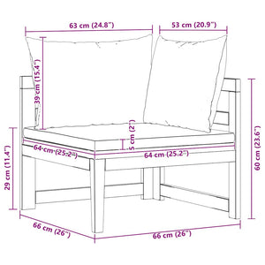 Divano Angolare con Cuscini Bianco Crema in Massello di Acacia 316315