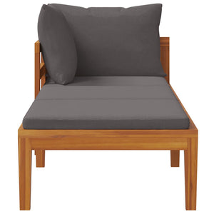 Lettino Prendisole con 1 Bracciolo Grigio Scuro Massello Acacia cod mxl 70757