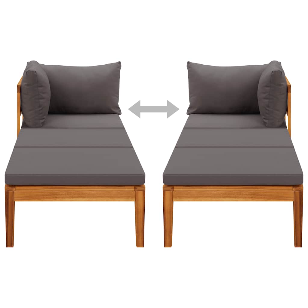 Lettino Prendisole con 1 Bracciolo Grigio Scuro Massello Acacia cod mxl 70757