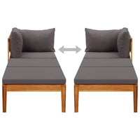 Lettino Prendisole con 1 Bracciolo Grigio Scuro Massello Acacia cod mxl 70757