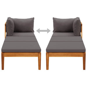 Lettino Prendisole con 1 Bracciolo Grigio Scuro Massello Acacia cod mxl 70757