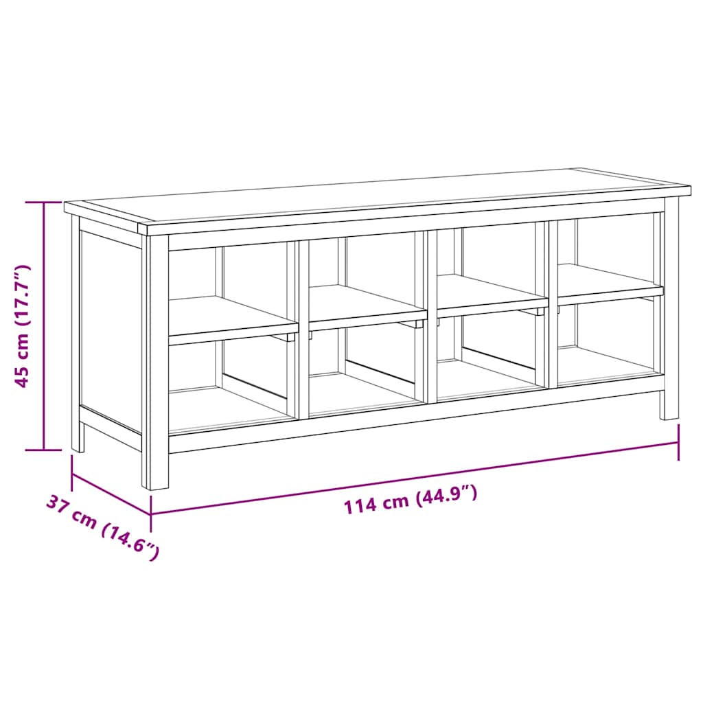 Scarpiera 114x37x45 cm in Legno Massello di Rovere 327436