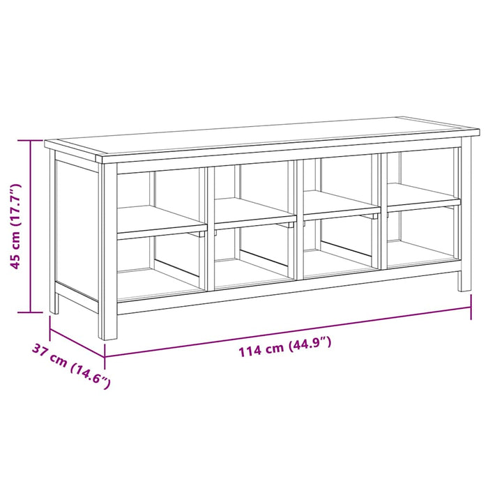 Scarpiera 114x37x45 cm in Legno Massello di Rovere 327436