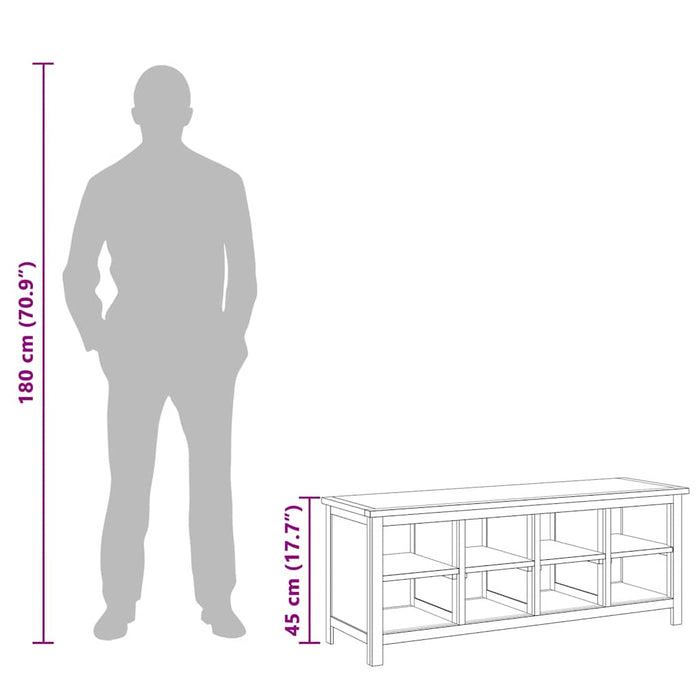 Scarpiera 114x37x45 cm in Legno Massello di Rovere 327436