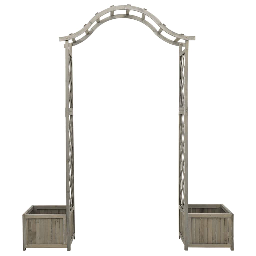 Pergola da Giardino con Fioriera Grigio Legno Massello di Abete 316392