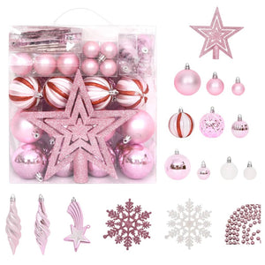 Set Addobbi di Natale 65 pz Rosa/Rosso/Bianco cod mxl 41030