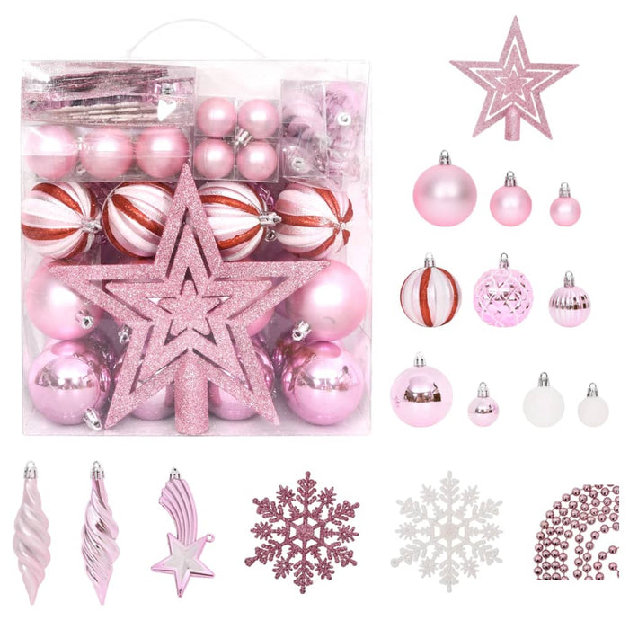 Set Addobbi di Natale 65 pz Rosa/Rosso/Bianco cod mxl 41030