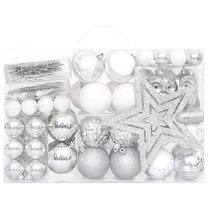 Set Addobbi di Natale 108 pz Argento e Bianco cod mxl 41034
