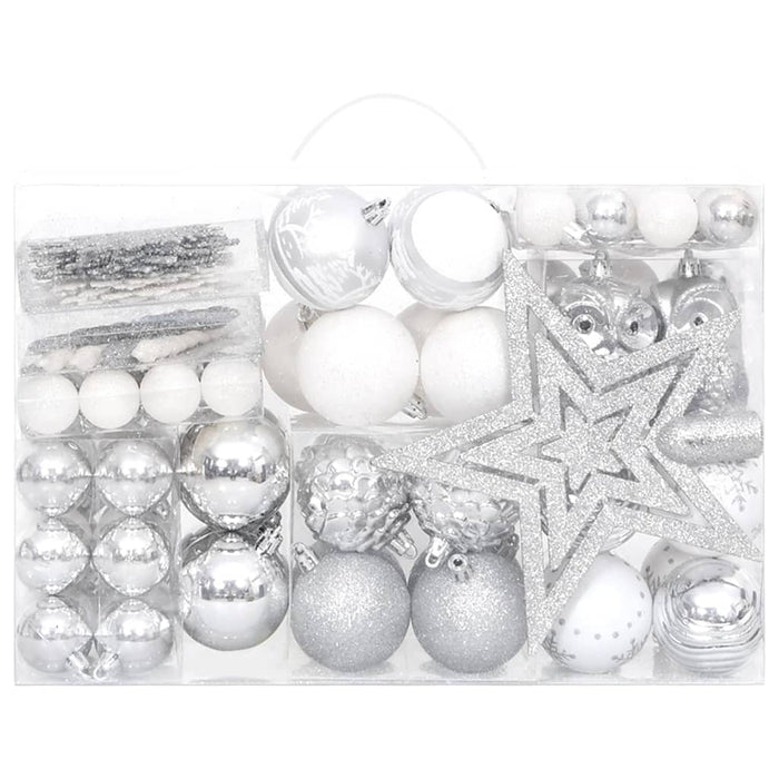 Set Addobbi di Natale 108 pz Argento e Bianco cod mxl 41034