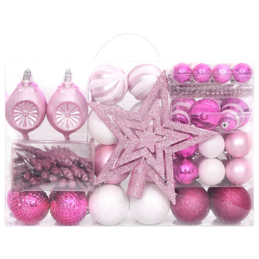 Set Addobbi di Natale 108 pz Bianco e Rosa 330094