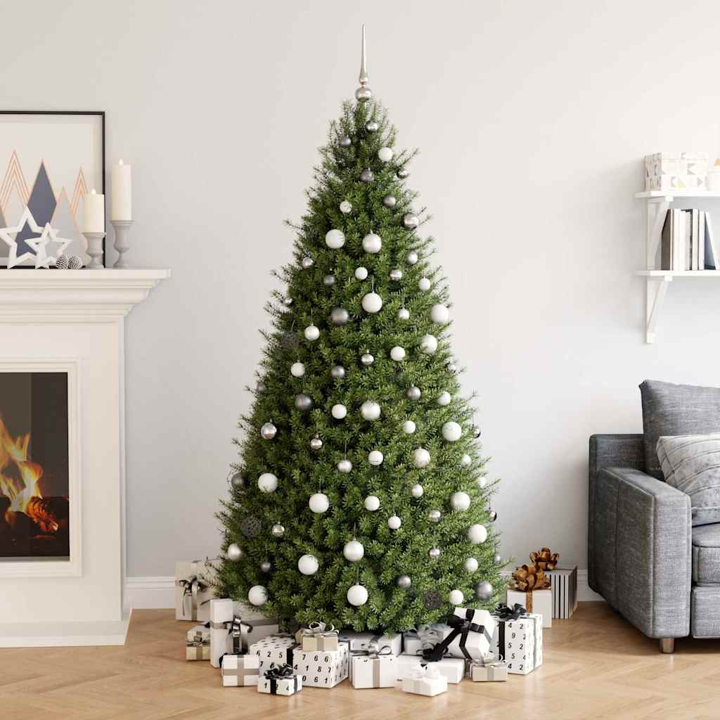 Set Natale con 61 Palline Punta e 150 Luci LED Bianco e Grigio 330099