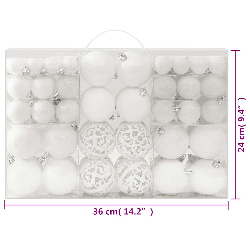 Set Palline di Natale 100 pz Bianco 330082