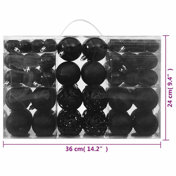 Set Palline di Natale 100 pz Nero 330083
