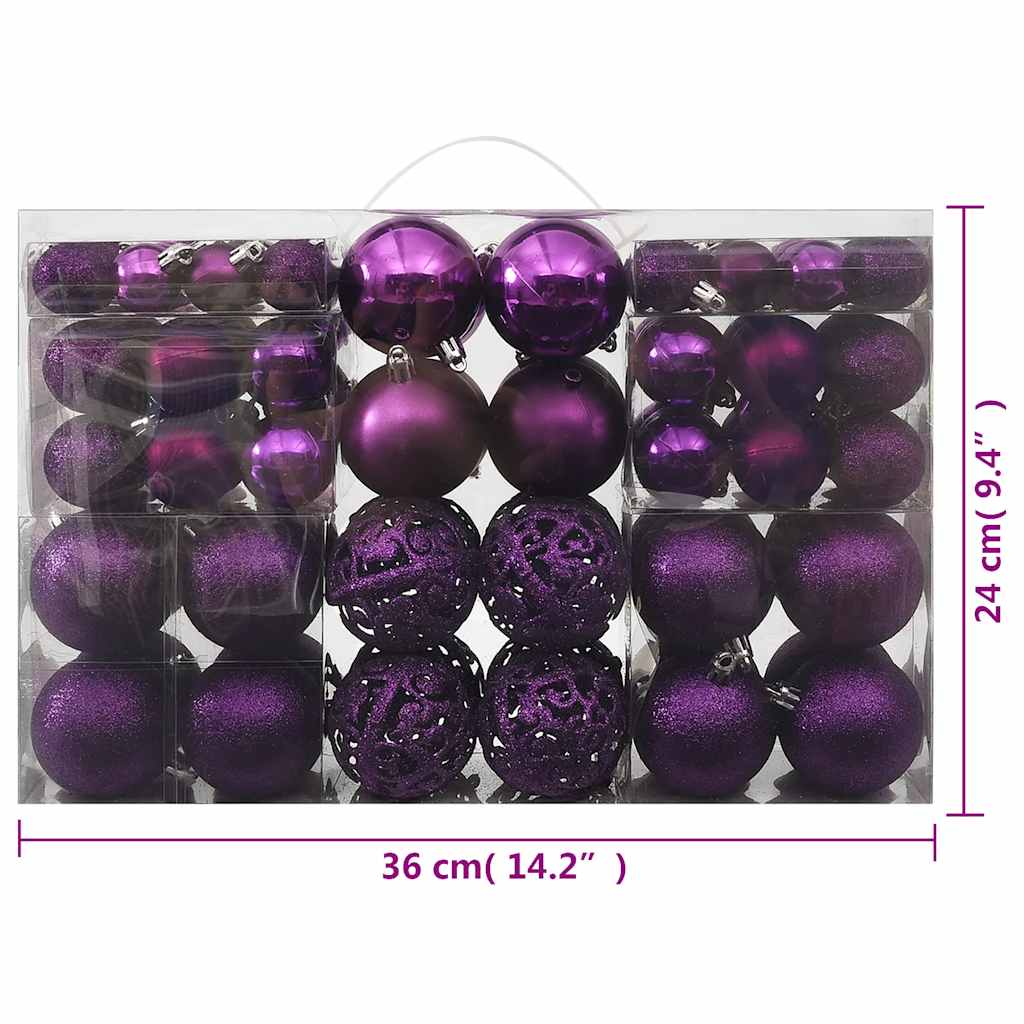 Set Palline di Natale 100 pz Viola 330086