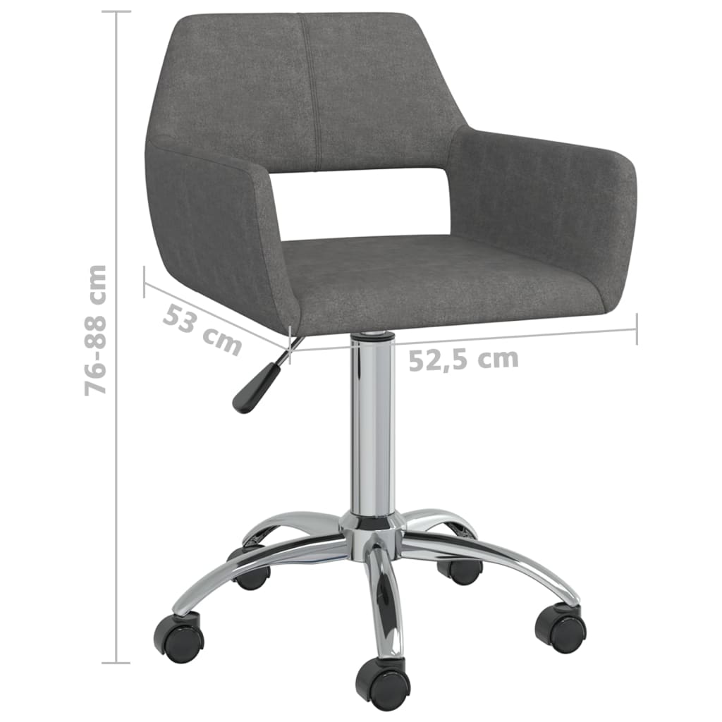 Sedia da Ufficio Girevole Grigio Scuro in Tessuto