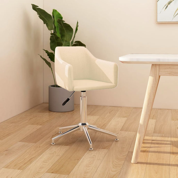 Sedia da Pranzo Girevole Crema in Tessuto