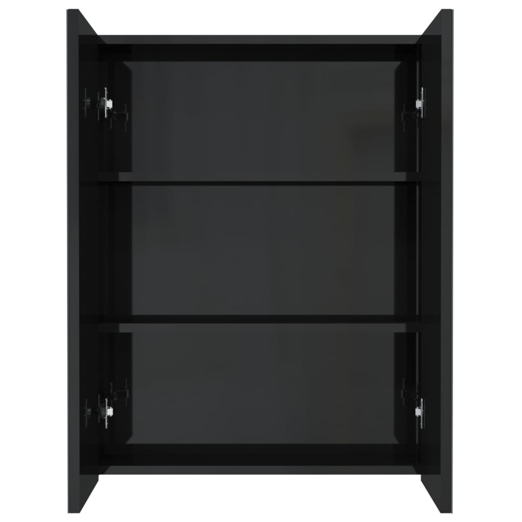 Armadietto a Specchio per Bagno-Mobile bagno con specchio 60x15x75 cm MDF Nero Lucido