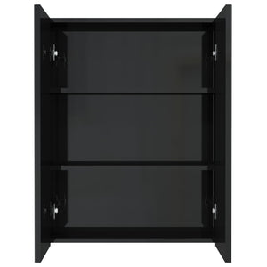 Armadietto a Specchio per Bagno-Mobile bagno con specchio 60x15x75 cm MDF Nero Lucido