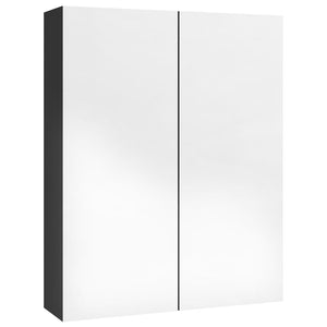 Armadietto a Specchio per Bagno 60x15x75 cm MDF Nero Lucido