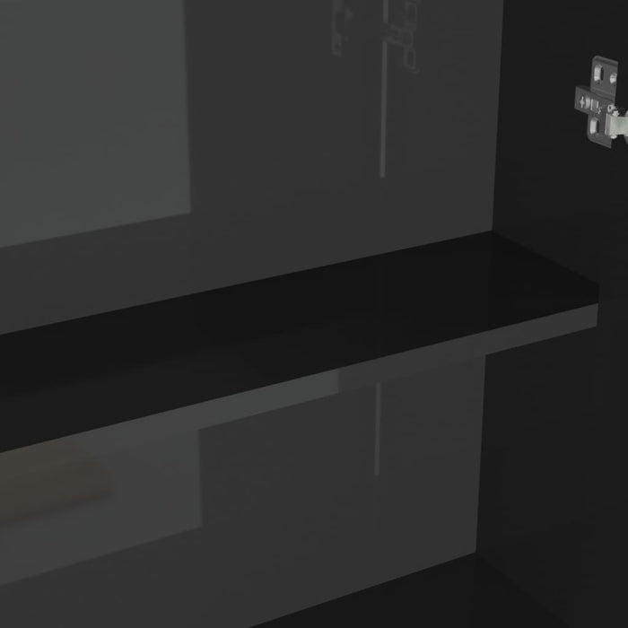 Armadietto a Specchio per Bagno 60x15x75 cm MDF Nero Lucido 331524