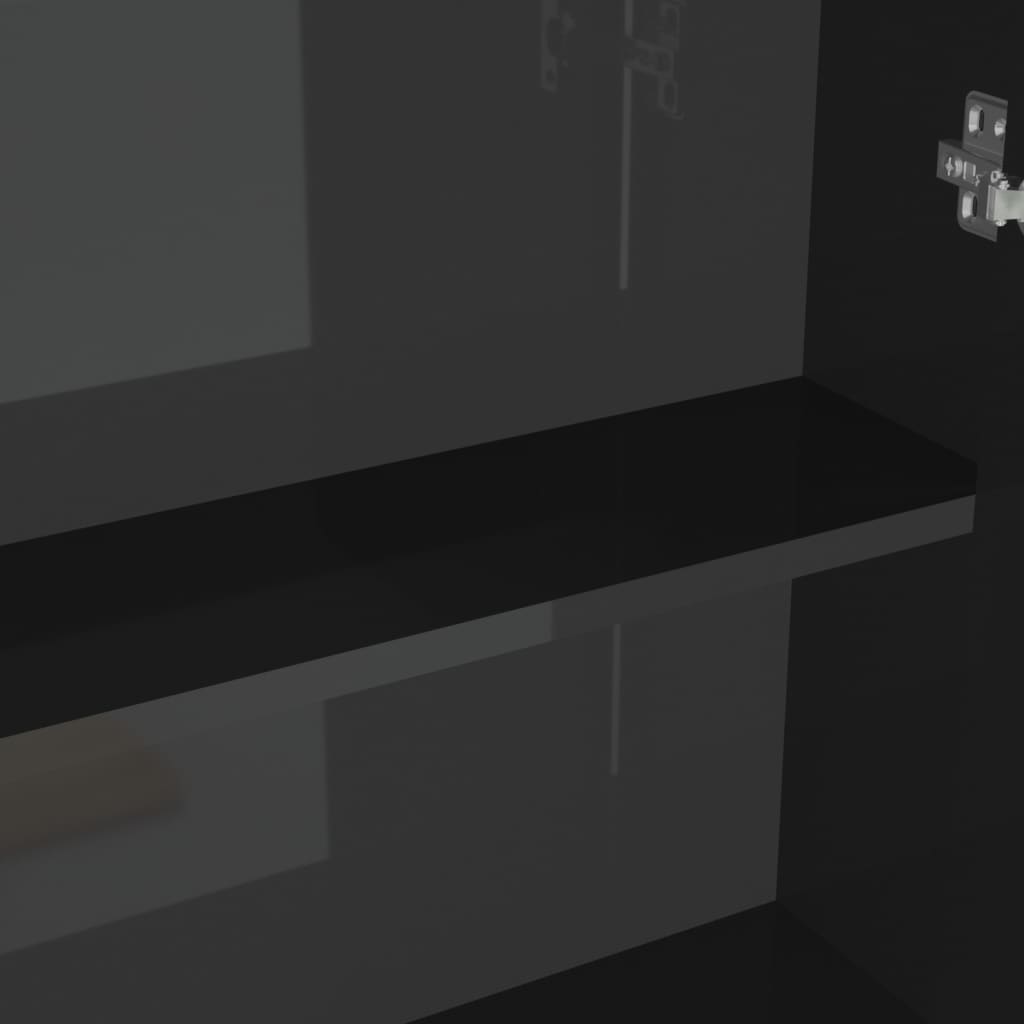 Armadietto a Specchio per Bagno 60x15x75 cm MDF Nero Lucido