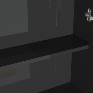 Armadietto a Specchio per Bagno 60x15x75 cm MDF Nero Lucido