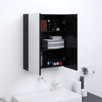 Armadietto a Specchio per Bagno 60x15x75 cm MDF Nero Lucido 331524