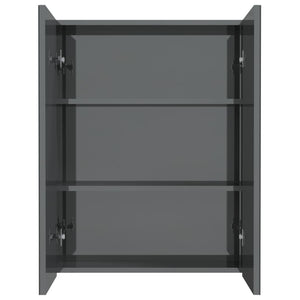 Armadietto a Specchio per Bagno 60x15x75 cm MDF Grigio Lucido 331526