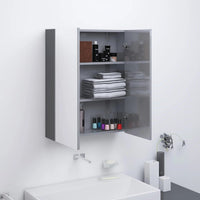Armadietto a Specchio per Bagno-Mobile bagno con specchio 60x15x75 cm MDF Grigio Lucido