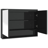 Armadietto Bagno con Specchio 80x15x60 cm in MDF Nero Lucido 331531