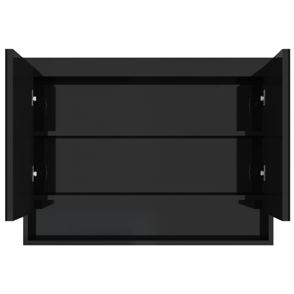 Armadietto Bagno con Specchio 80x15x60 cm in MDF Nero Lucido 331531