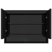 Armadietto Bagno con Specchio-Mobile bagno con specchio 80x15x60 cm in MDF Nero Lucido