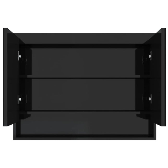 Armadietto Bagno con Specchio-Mobile bagno con specchio 80x15x60 cm in MDF Nero Lucido